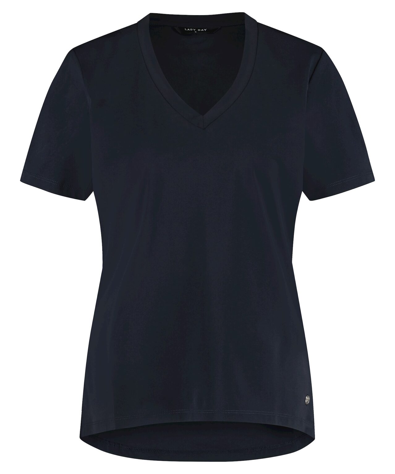 Lady Day - T-Shirt Tee V White Travelstof Blauw Shirt
