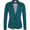 Aime - Nora Blazer - Retro Greens Print Travelstof Blazer Aime Balance Dames Groen